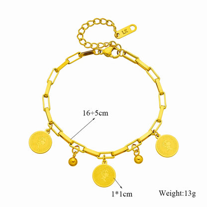 Wholesale Retro Round Solid Color Titanium Steel Plating 18k Gold Plated Bracelets