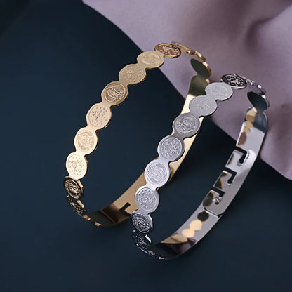 Wholesale Retro Round Stainless Steel Bangle