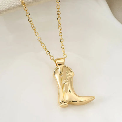 Wholesale Retro Simple Style Boots Copper Plating Pendant Necklace