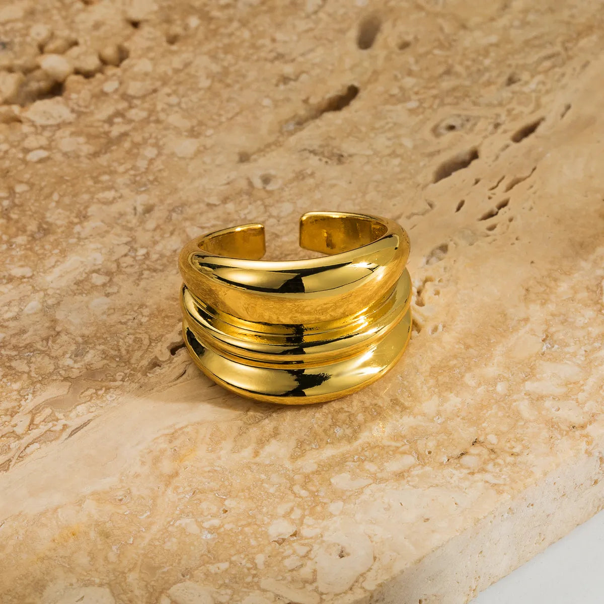 Wholesale Retro Simple Style Geometric Copper Plating 18k Gold Plated Open Rings