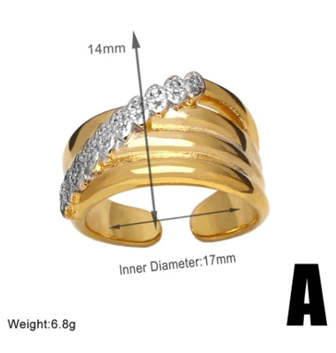 Wholesale Retro Simple Style Geometric Copper Plating Inlay 18K Gold Plated Zircon Rings