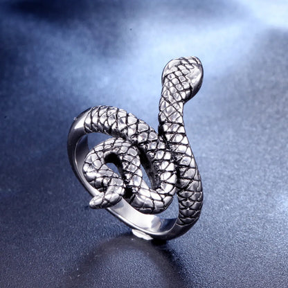 Retro Snake Titanium Steel Polishing None None Men'S Rings