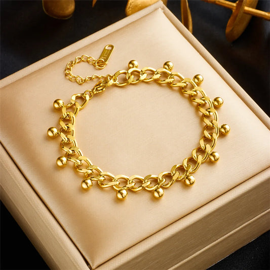 Wholesale Retro Solid Color Titanium Steel Plating Chain 18k Gold Plated Bracelets