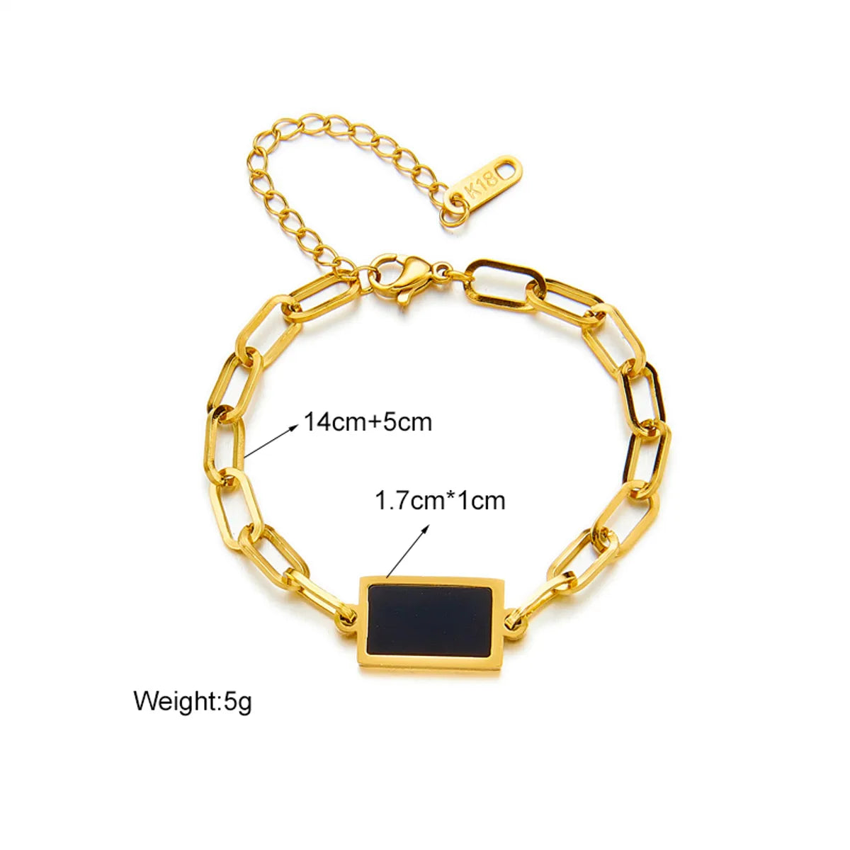 Retro Solid Color Titanium Steel Plating Chain 18k Gold Plated Bracelets