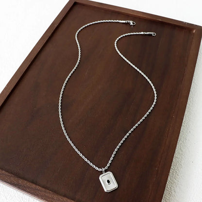 Wholesale Retro Square Titanium Steel Plating Inlay 18k Gold Plated Acrylic Pendant Necklace