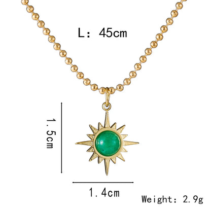 Wholesale Retro Star Stainless Steel Titanium Steel Plating Inlay Artificial Gemstones Pendant Necklace