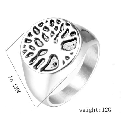 Retro Tree Titanium Steel None 18K Gold Plated Men'S Rings