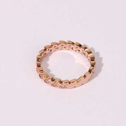 Wholesale Retro Vacation Lolita Horse Eye Copper Inlay Rose Gold Plated Zircon Rings