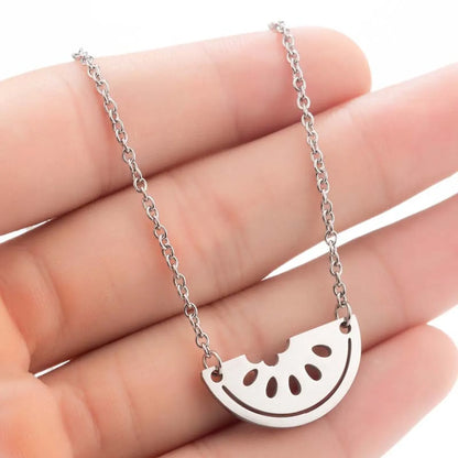 Wholesale Retro Watermelon Stainless Steel Titanium Steel Gold Plated Pendant Necklace