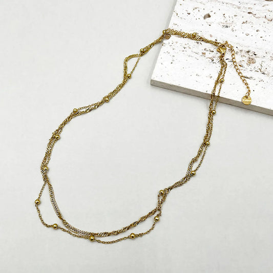 Wholesale Roman Style Commute Solid Color Stainless Steel Plating Gold Plated Layered Necklaces