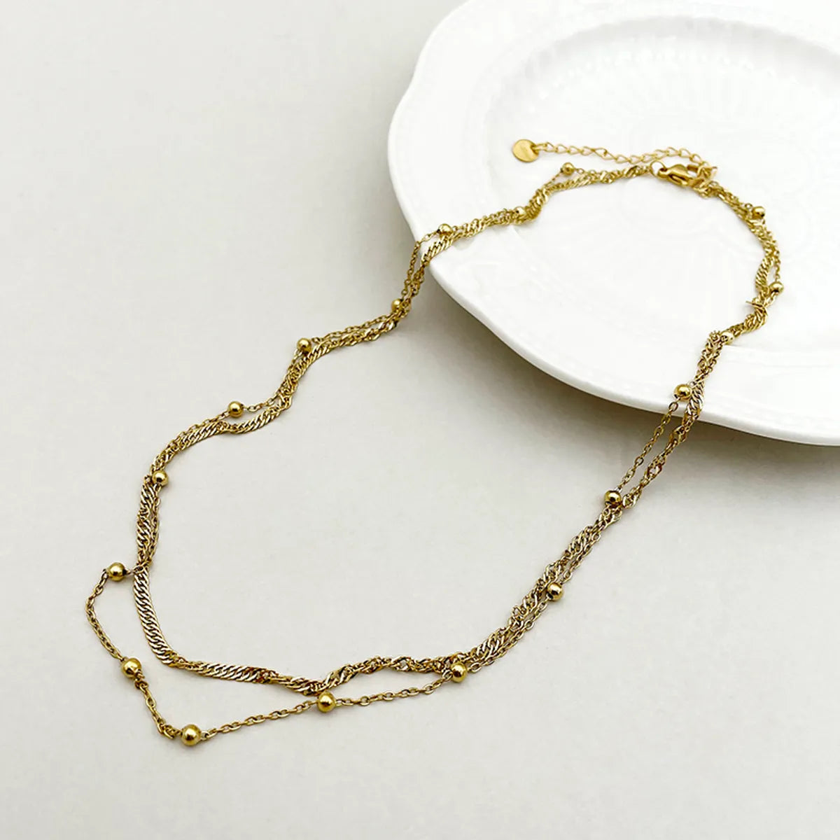 Wholesale Roman Style Commute Solid Color Stainless Steel Plating Gold Plated Layered Necklaces