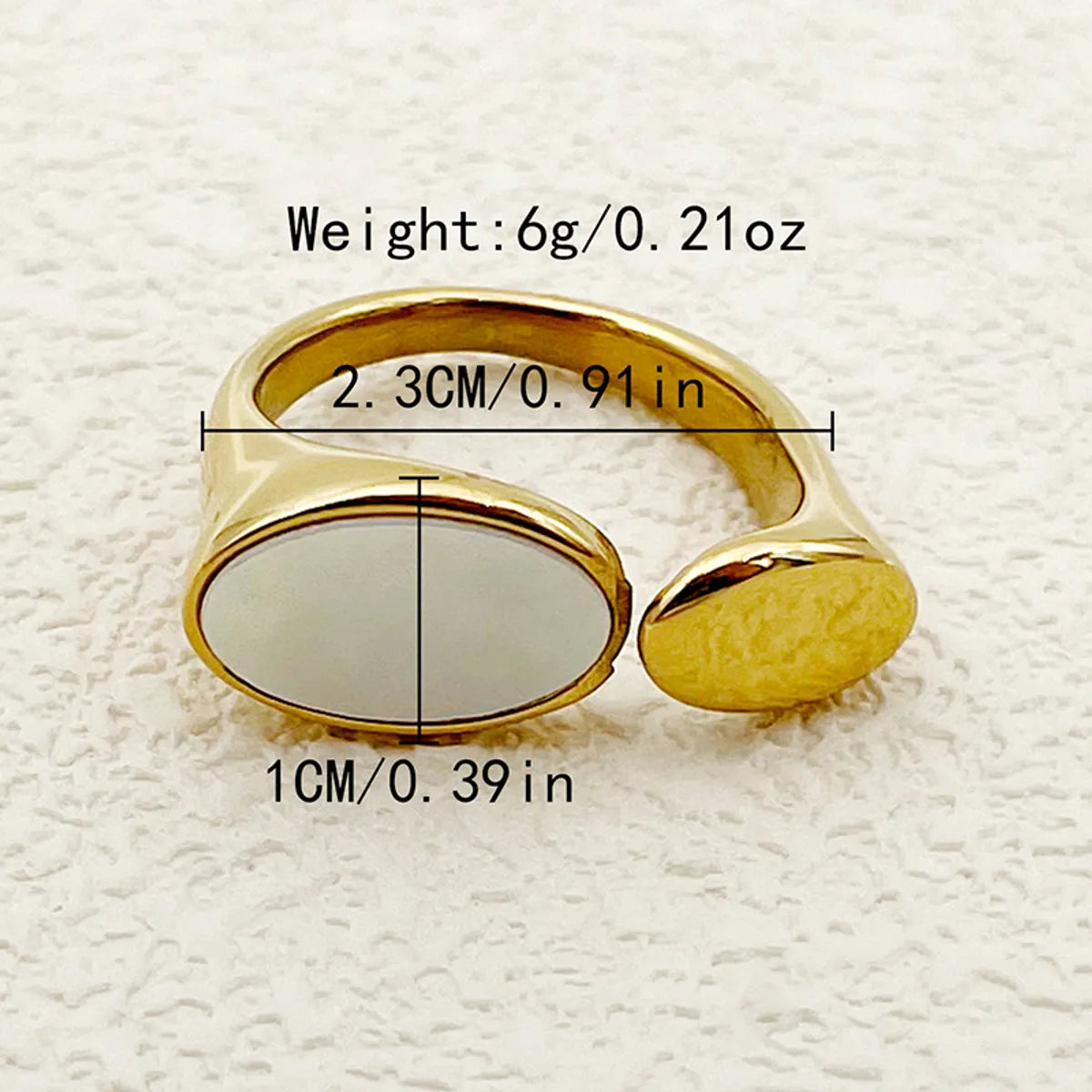 Wholesale Roman Style Oval Stainless Steel Plating Inlay Gold Plated Shell Rings