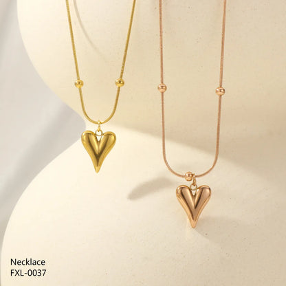 Wholesale Romantic Heart Shape Stainless Steel Plating Gold Plated Pendant Necklace