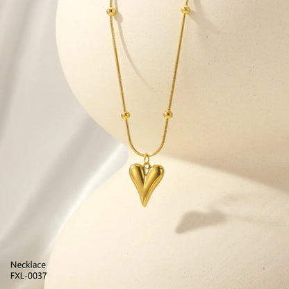 Wholesale Romantic Heart Shape Stainless Steel Plating Gold Plated Pendant Necklace