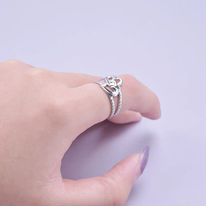 Wholesale Romantic Heart Shape Titanium Steel Open Ring