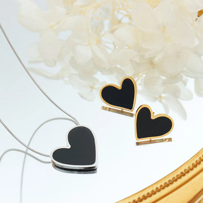 Wholesale Jewelry Sexy Heart Shape 304 Stainless Steel Acrylic 18K Gold Plated Plating Inlay Earrings Necklace