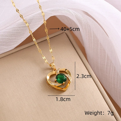 Wholesale Shiny Geometric 201 Stainless Steel Copper Inlay Zircon Pendant Necklace