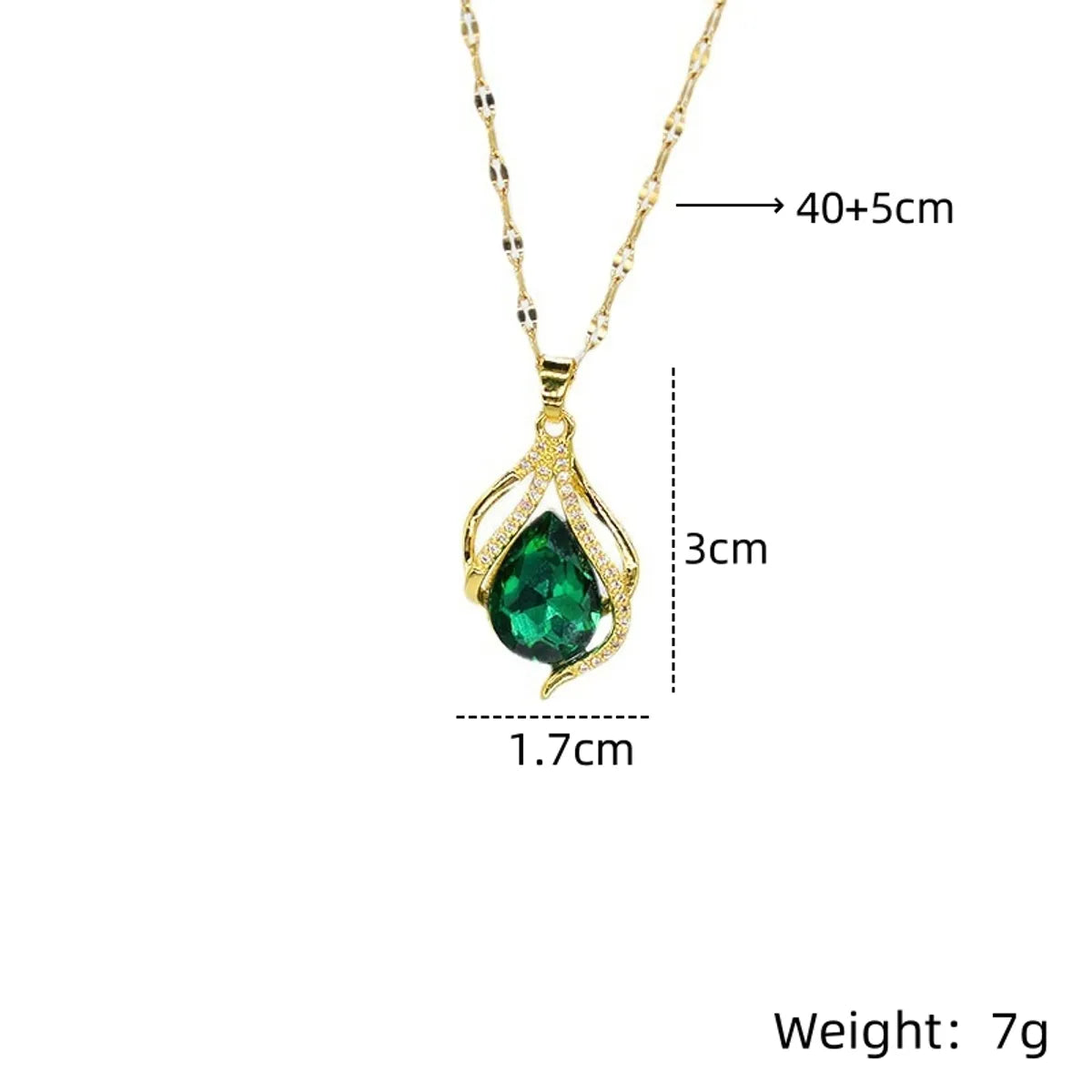 Wholesale Shiny Geometric 201 Stainless Steel Copper Inlay Zircon Pendant Necklace