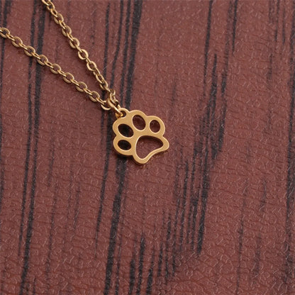 Wholesale Simple Dog Paw Pendant Stainless Steel Necklace Gooddiy