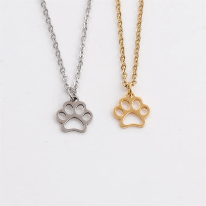 Wholesale Simple Dog Paw Pendant Stainless Steel Necklace Gooddiy