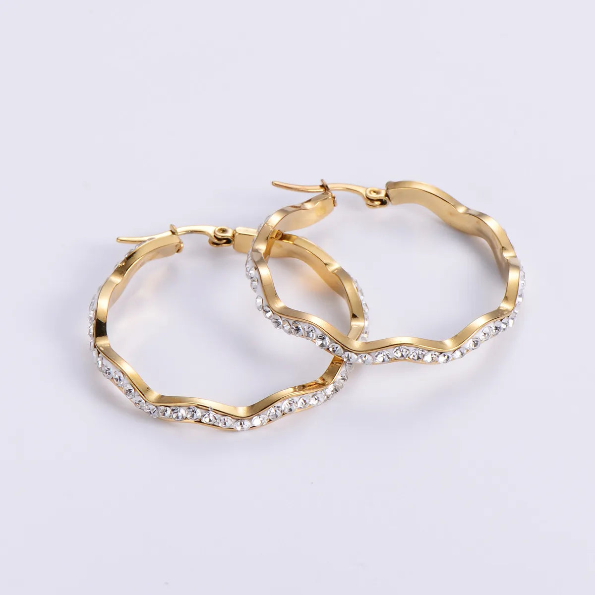 Wholesale Simple Large Round Wave Stainless Steel Earrings Gooddiy