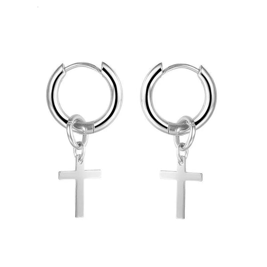 Wholesale Simple Men's Titanium Steel Cross Earrings