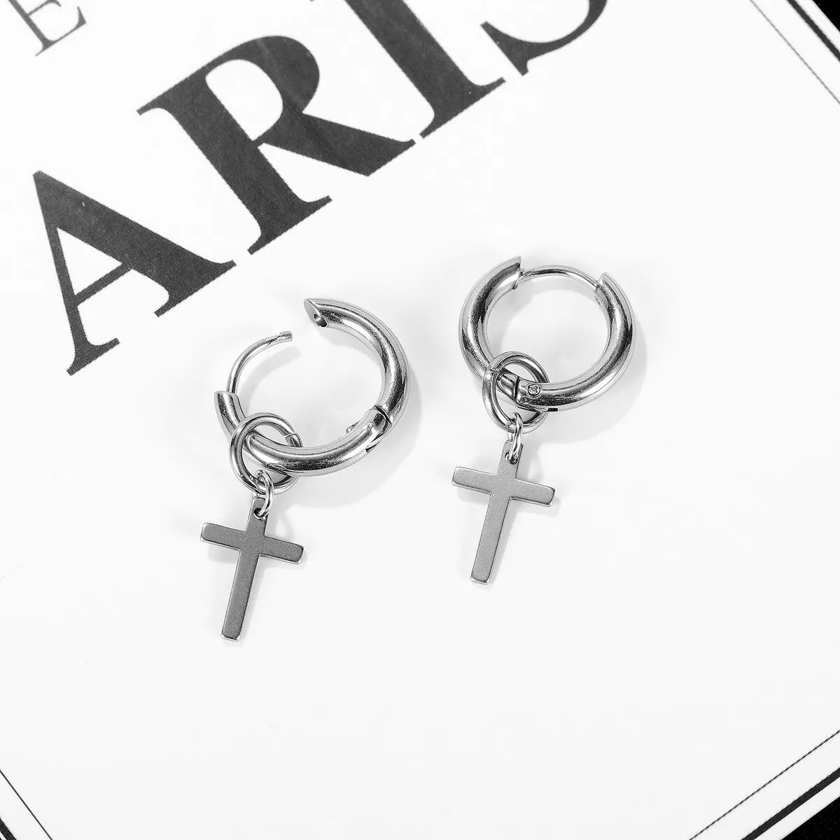 Wholesale Simple Men's Titanium Steel Cross Earrings