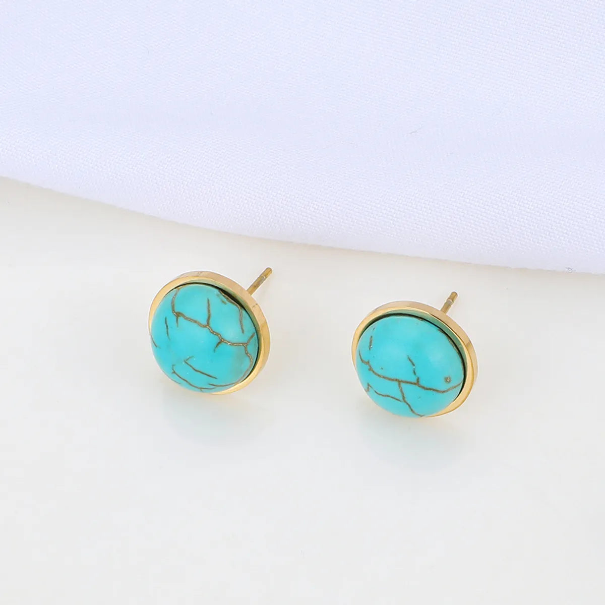 Wholesale Simple Round Turquoise Stainless Steel Earrings Gooddiy