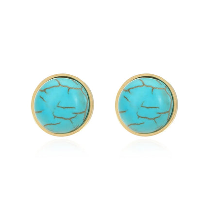 Wholesale Simple Round Turquoise Stainless Steel Earrings Gooddiy