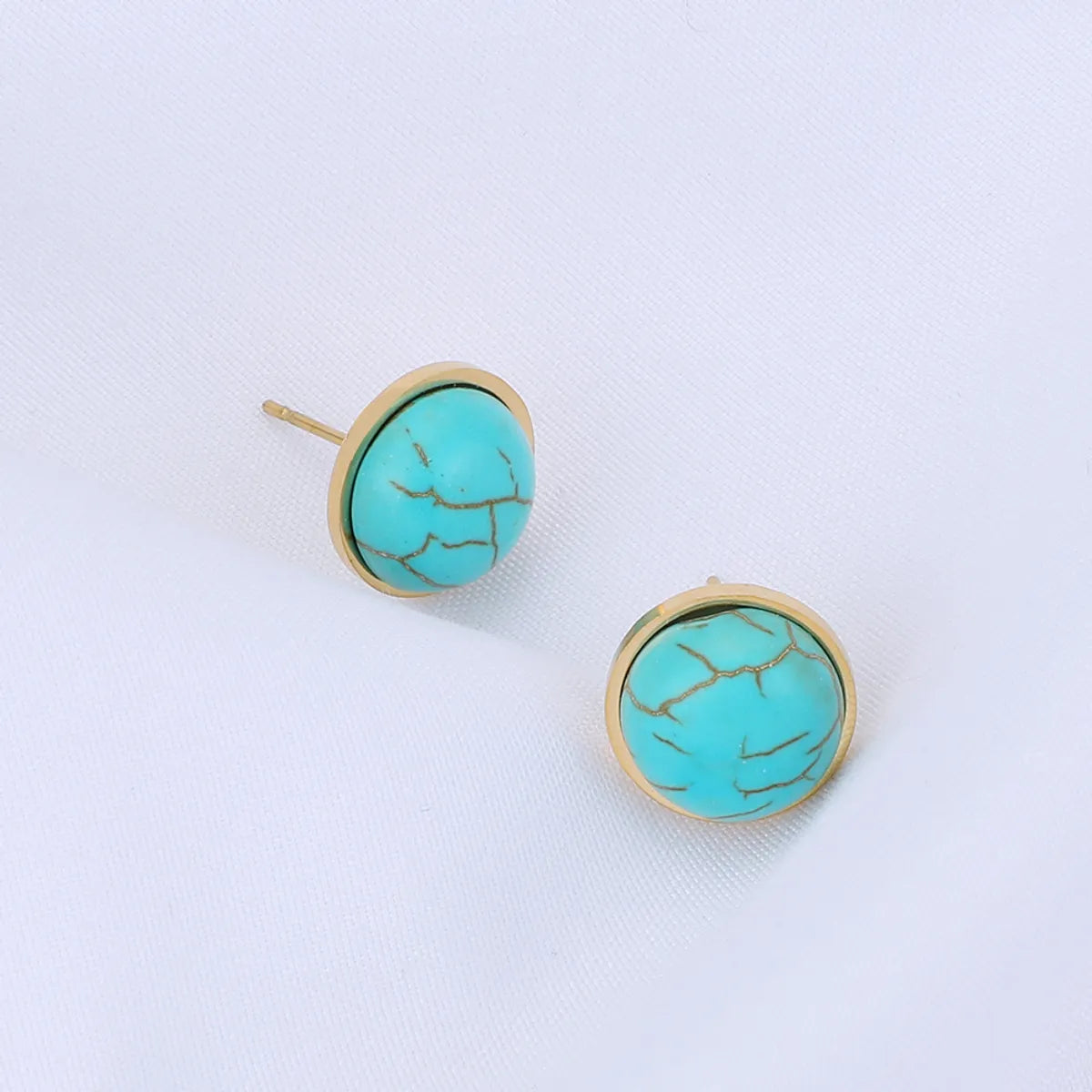 Wholesale Simple Round Turquoise Stainless Steel Earrings Gooddiy