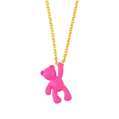 Wholesale Simple Solid Color Bear Pendant Copper Necklace Gooddiy