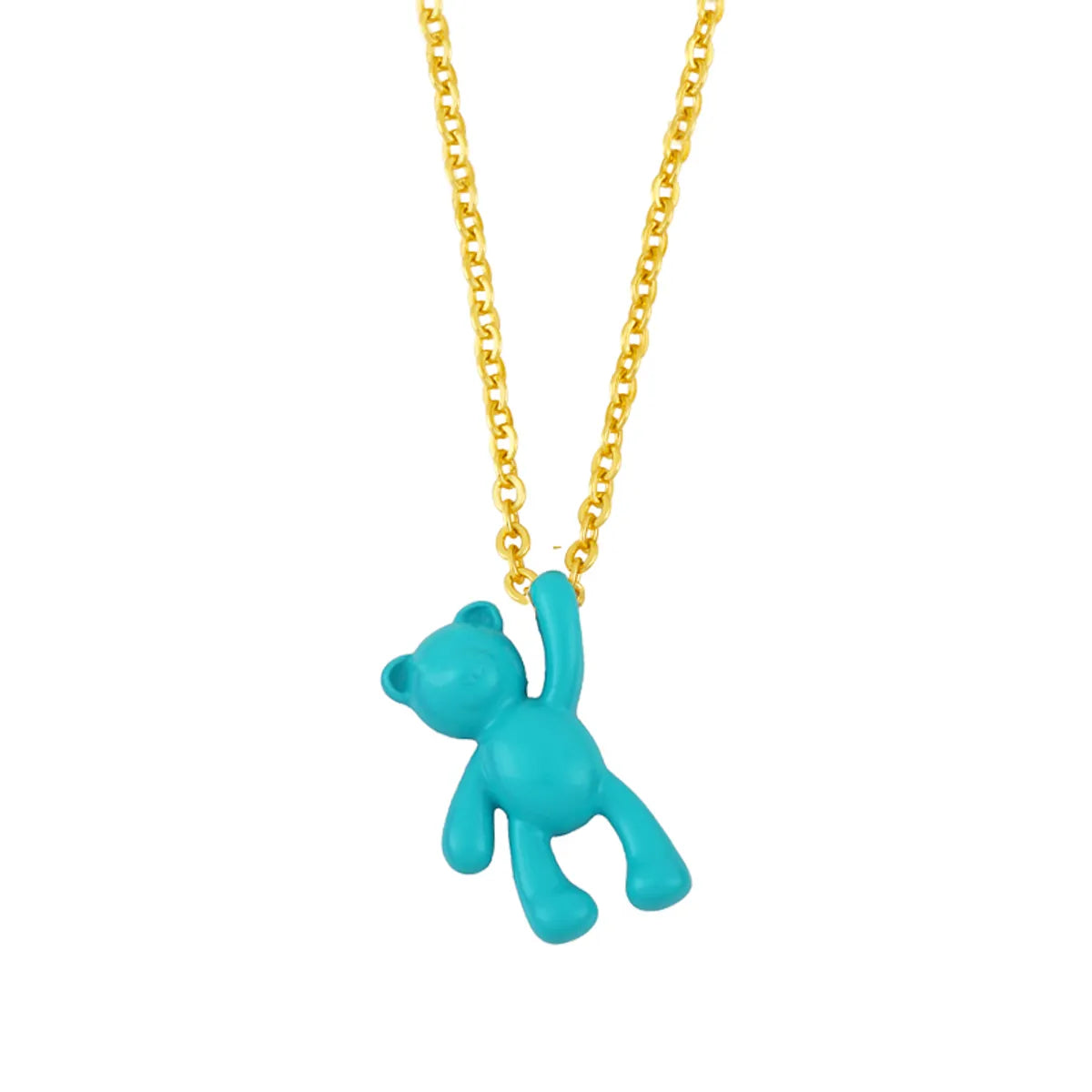 Wholesale Simple Solid Color Bear Pendant Copper Necklace Gooddiy