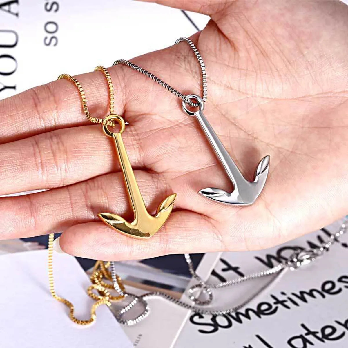 Wholesale Simple Style Anchor Titanium Steel Irregular Plating Earrings Necklace