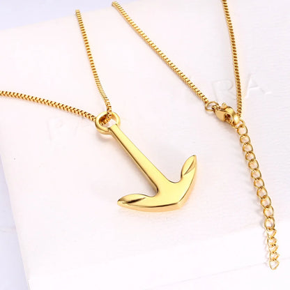 Wholesale Simple Style Anchor Titanium Steel Irregular Plating Earrings Necklace