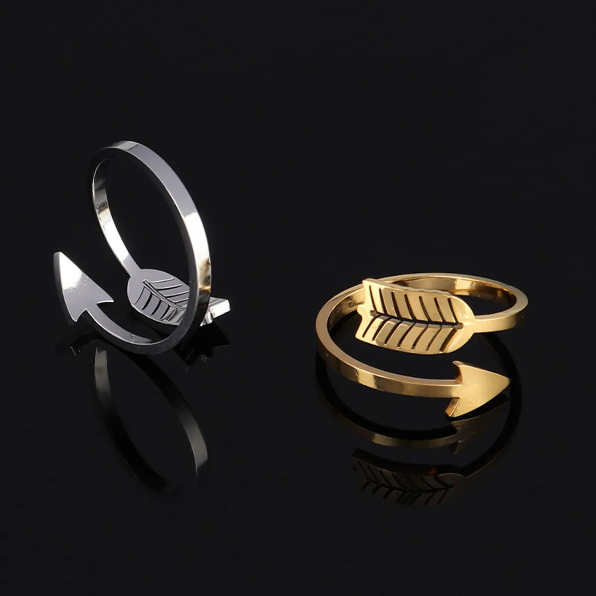 Wholesale Simple Style Arrow Stainless Steel Open Ring