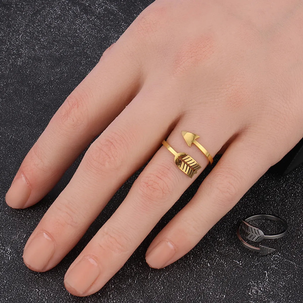 Wholesale Simple Style Arrow Stainless Steel Open Ring