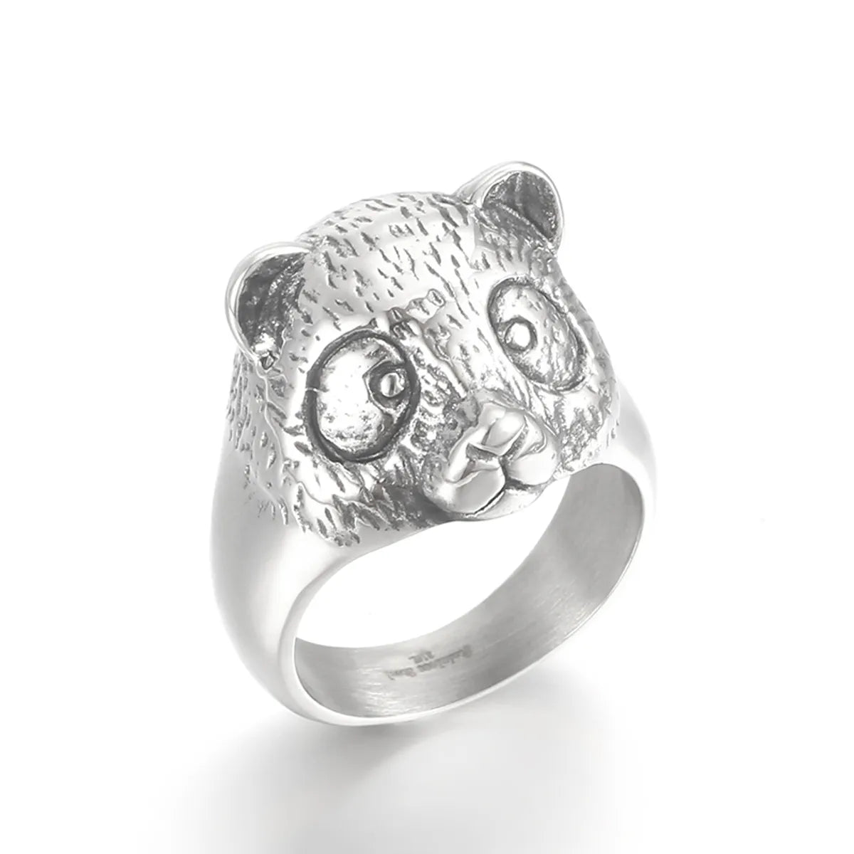 Simple Style Bear Solid Color Titanium Steel Polishing Rings