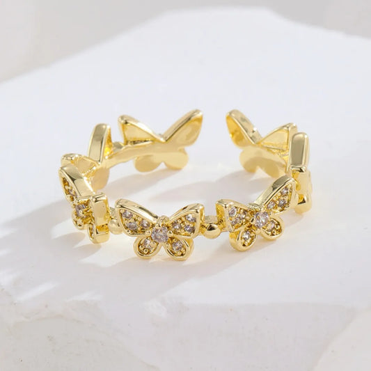 Wholesale Simple Style Bow Knot Copper Inlay Zircon Rings