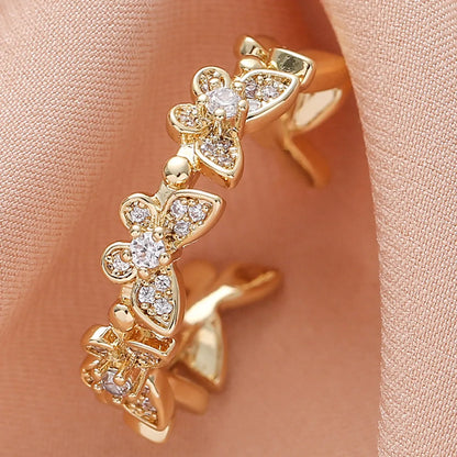 Wholesale Simple Style Bow Knot Copper Inlay Zircon Rings