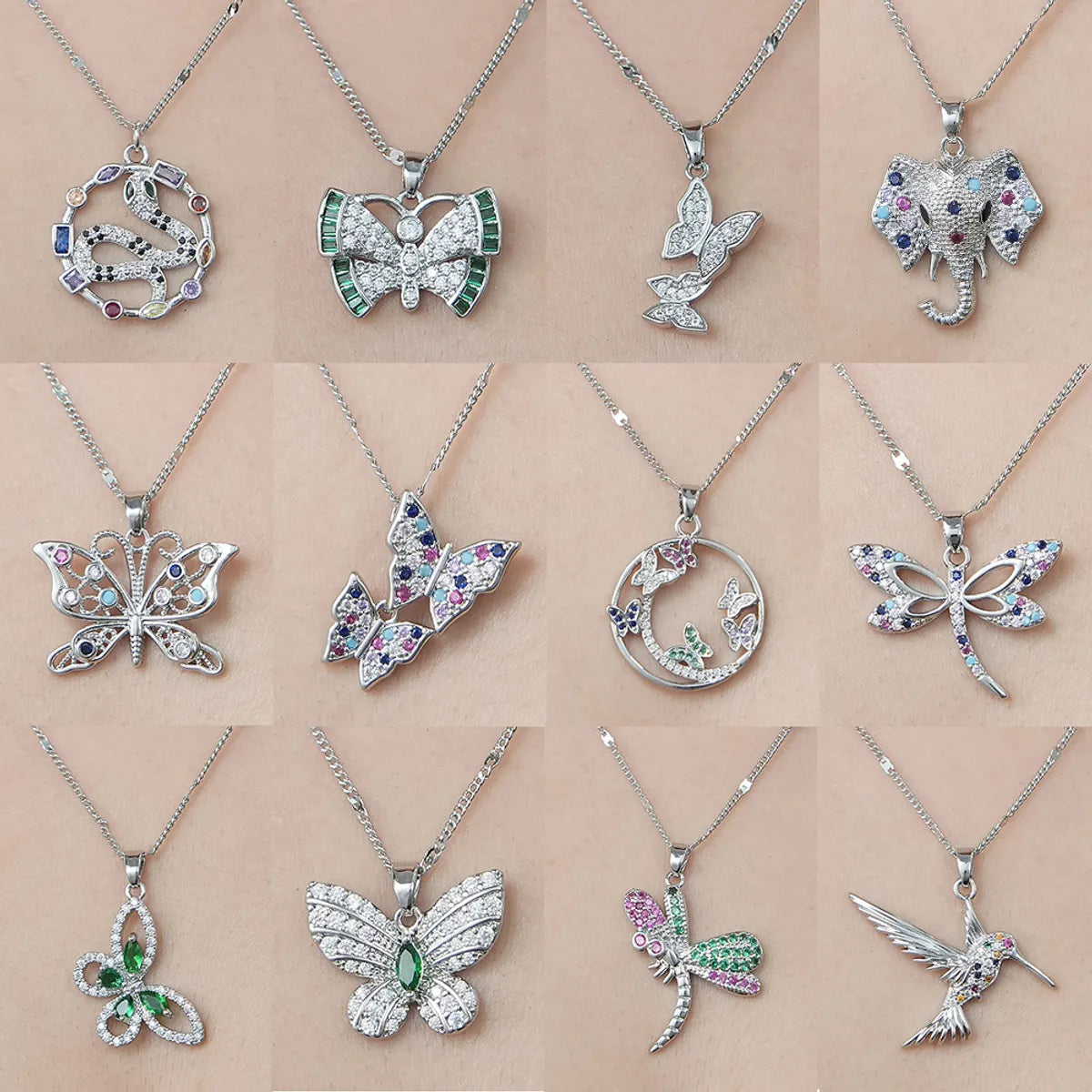 Wholesale Simple Style Butterfly Elephant Stainless Steel Titanium Steel Polishing Plating Pendant Necklace