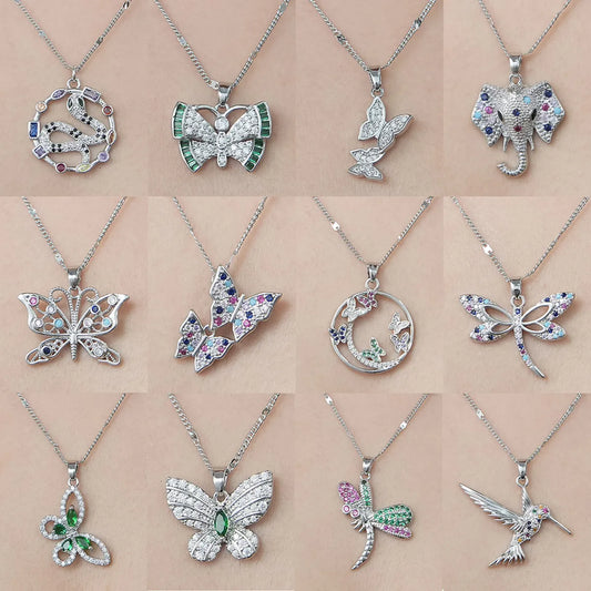 Wholesale Simple Style Butterfly Elephant Stainless Steel Titanium Steel Polishing Plating Pendant Necklace