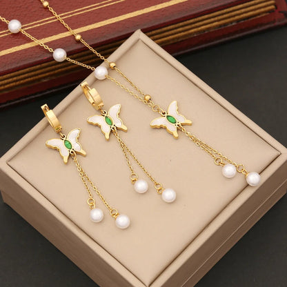 Stainless Steel 18K Gold Plated Simple Style Plating Butterfly Jewelry Set