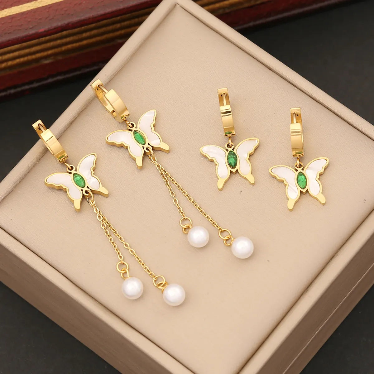 Stainless Steel 18K Gold Plated Simple Style Plating Butterfly Jewelry Set