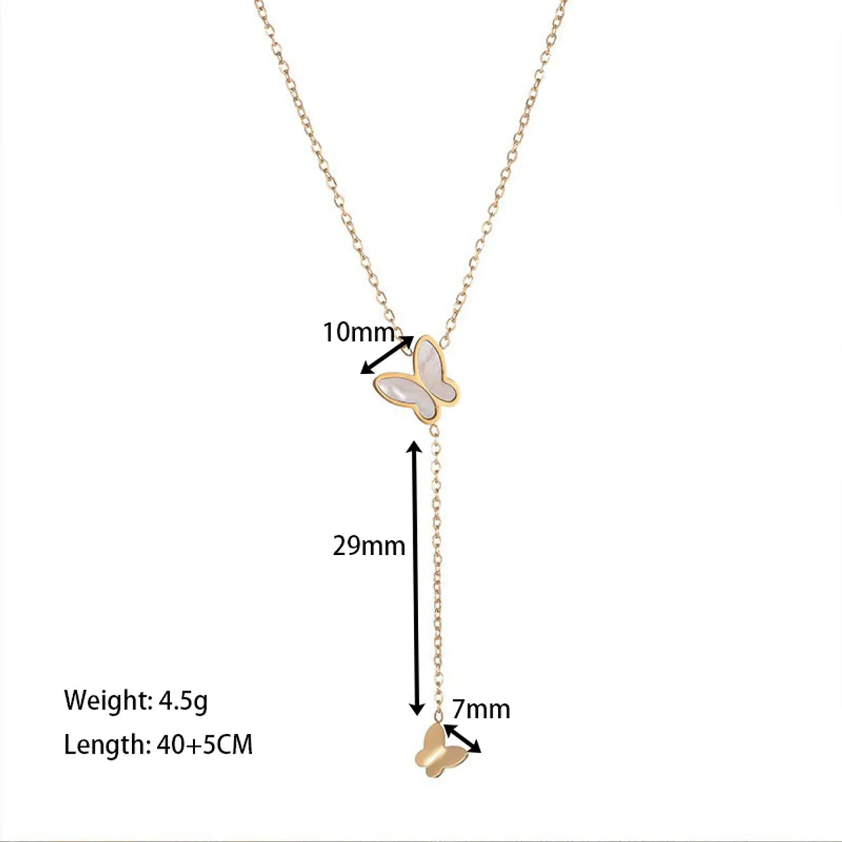 Simple Style Butterfly Stainless Steel Plating Inlay Shell Gold Plated Pendant Necklace