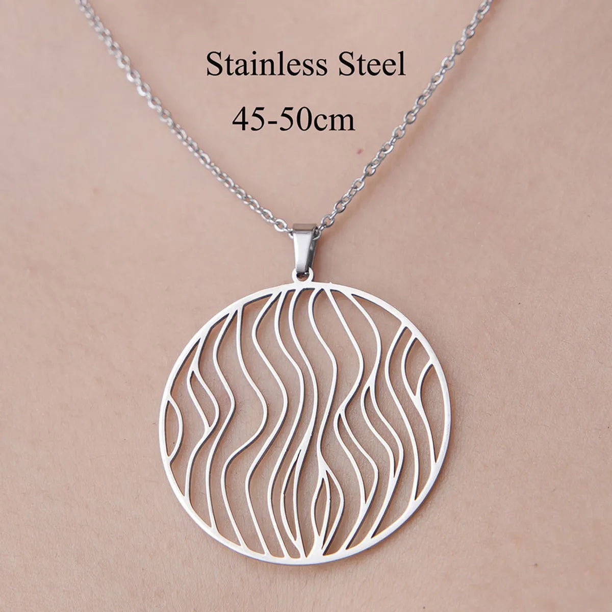 Wholesale Simple Style Circle Star Stainless Steel Titanium Steel Polishing Plating Pendant Necklace