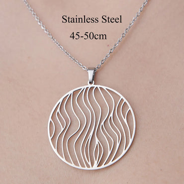 Wholesale Simple Style Circle Star Stainless Steel Titanium Steel Polishing Plating Pendant Necklace