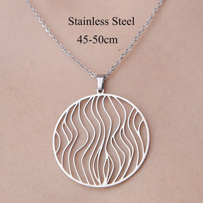 Wholesale Simple Style Circle Star Stainless Steel Titanium Steel Polishing Plating Pendant Necklace