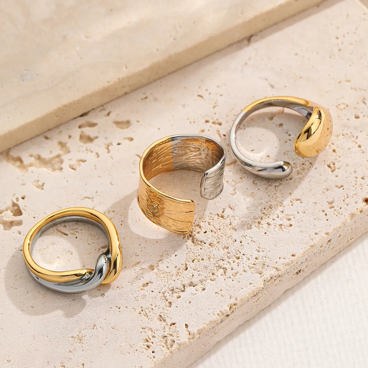 Wholesale Simple Style Classic Style Color Block Copper Plating 14K Gold Plated Silver Plated Rings