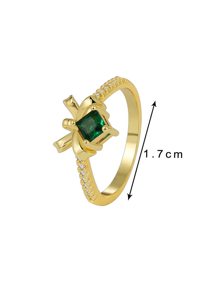 Wholesale Simple Style Classic Style Color Block Copper Plating Inlay 18K Gold Plated Zircon Rings