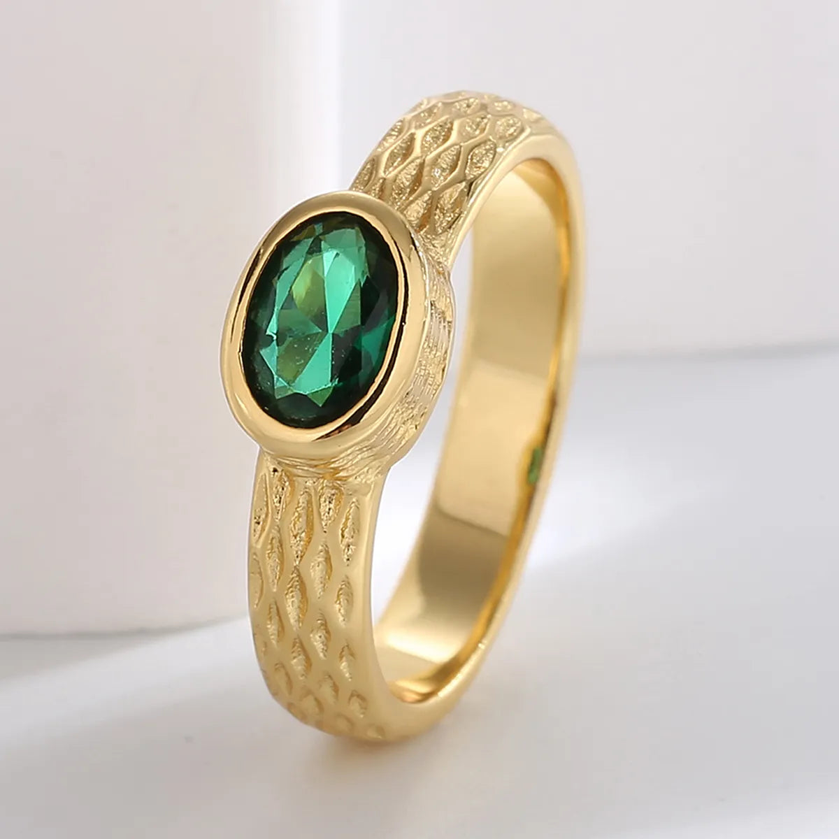 Wholesale Simple Style Classic Style Color Block Copper Plating Inlay 18K Gold Plated Zircon Rings